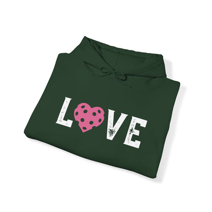 Del Webb  Pickleball LOVE Hoodie - 3 pickleball hearts sleeve - can customize sleeves & back - add in notes