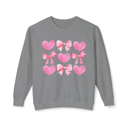 Pickleball hearts & Bows - Unisex Lightweight Garment dyed  Crew