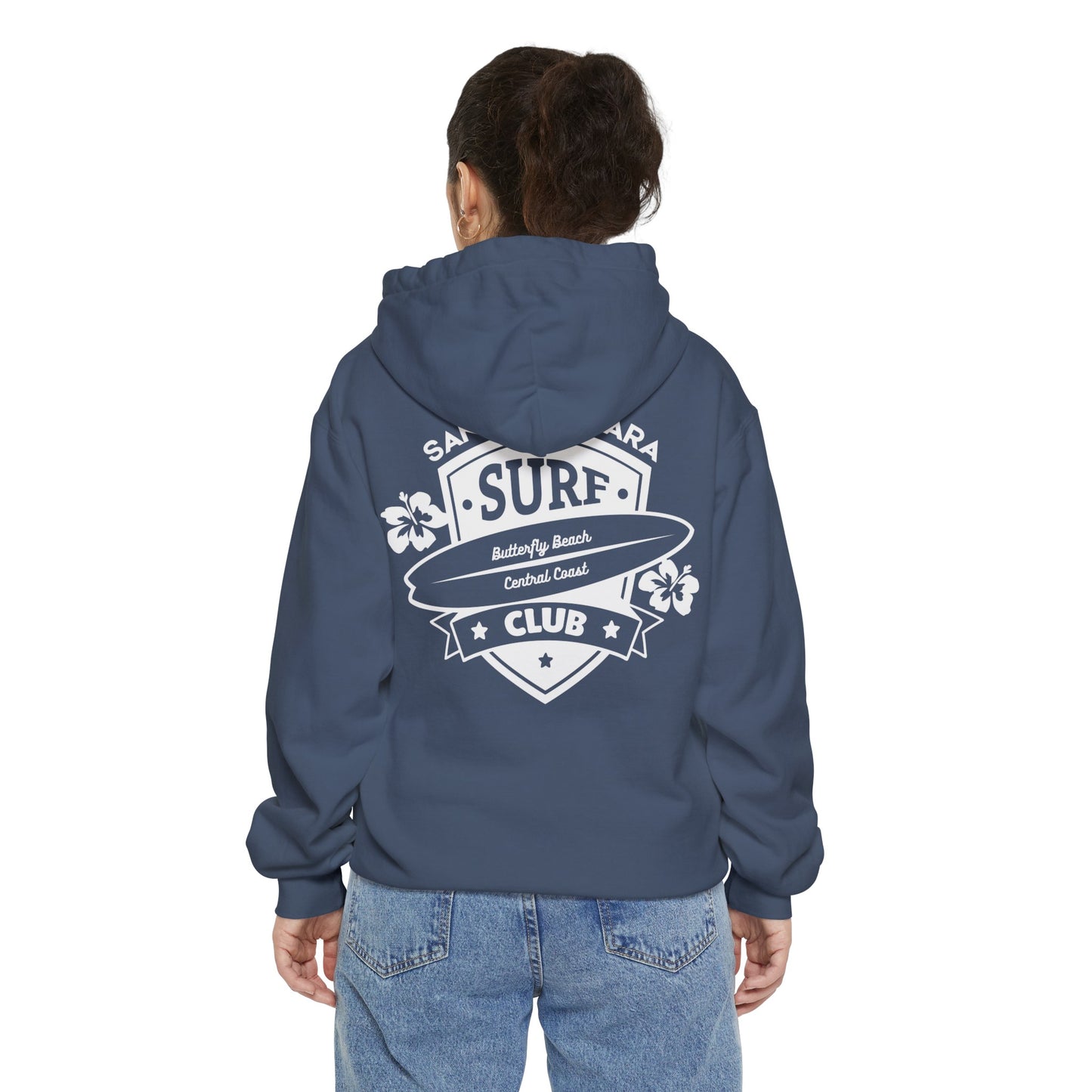 SURF CLUB UNISEX Garment Dyed HOODIE - Santa Barbara Butterfly Beach or customize your own beach