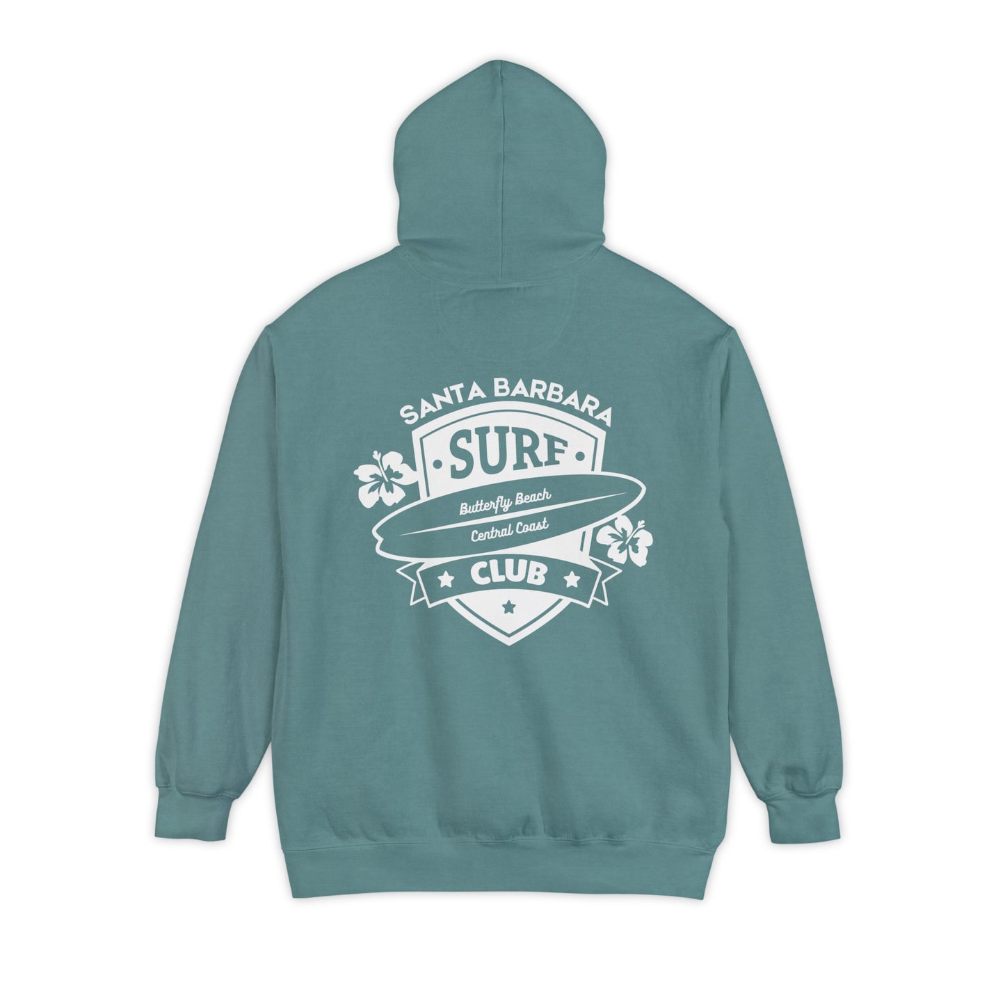 SURF CLUB UNISEX Garment Dyed HOODIE - Santa Barbara Butterfly Beach or customize your own beach