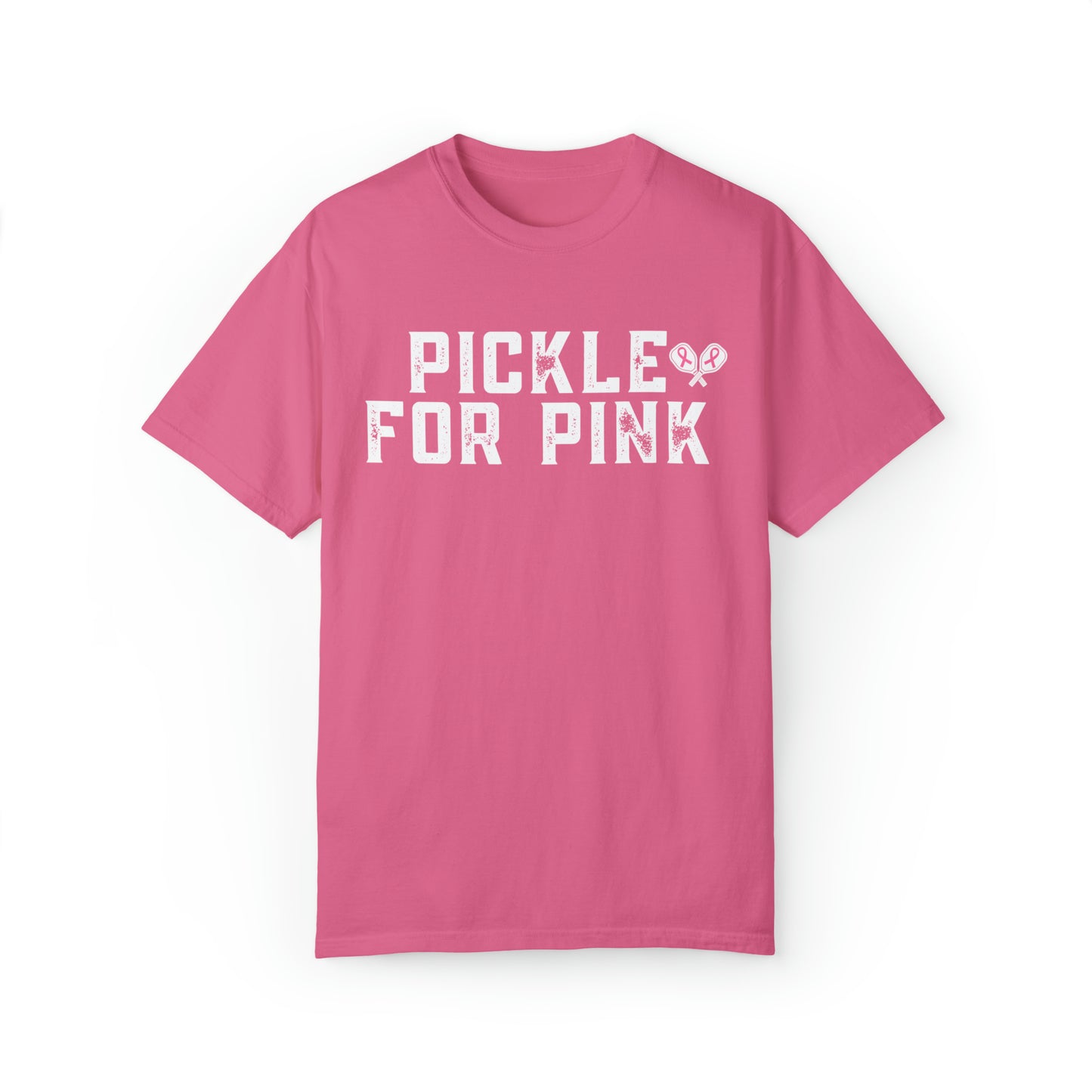 Sleeves Senior Pickleball Report - NPL - Pickle for Pink - Unisex Garment-Dyed T-shirt