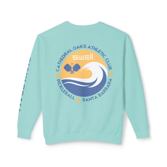 SWELL Pickleball Chalk Mint Garment Dyed -Unisex Lightweight Crew (Pickleball on sleeve - can have your words)