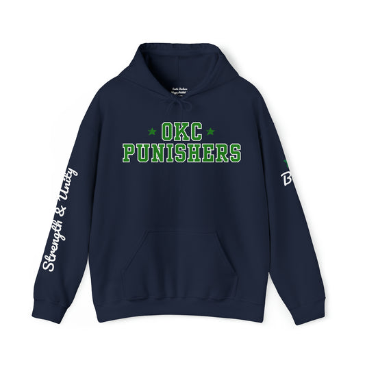 OKC Punishers Hoodie w/ Stars Green Letters - customize sleeve & back