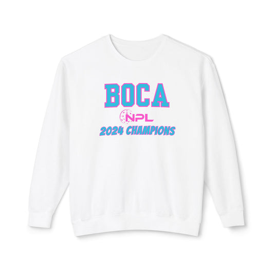 BOCA NPL ‘24 Unisex Lightweight Garment Dyed Crew. Player’s names back. Can add name to sleeves