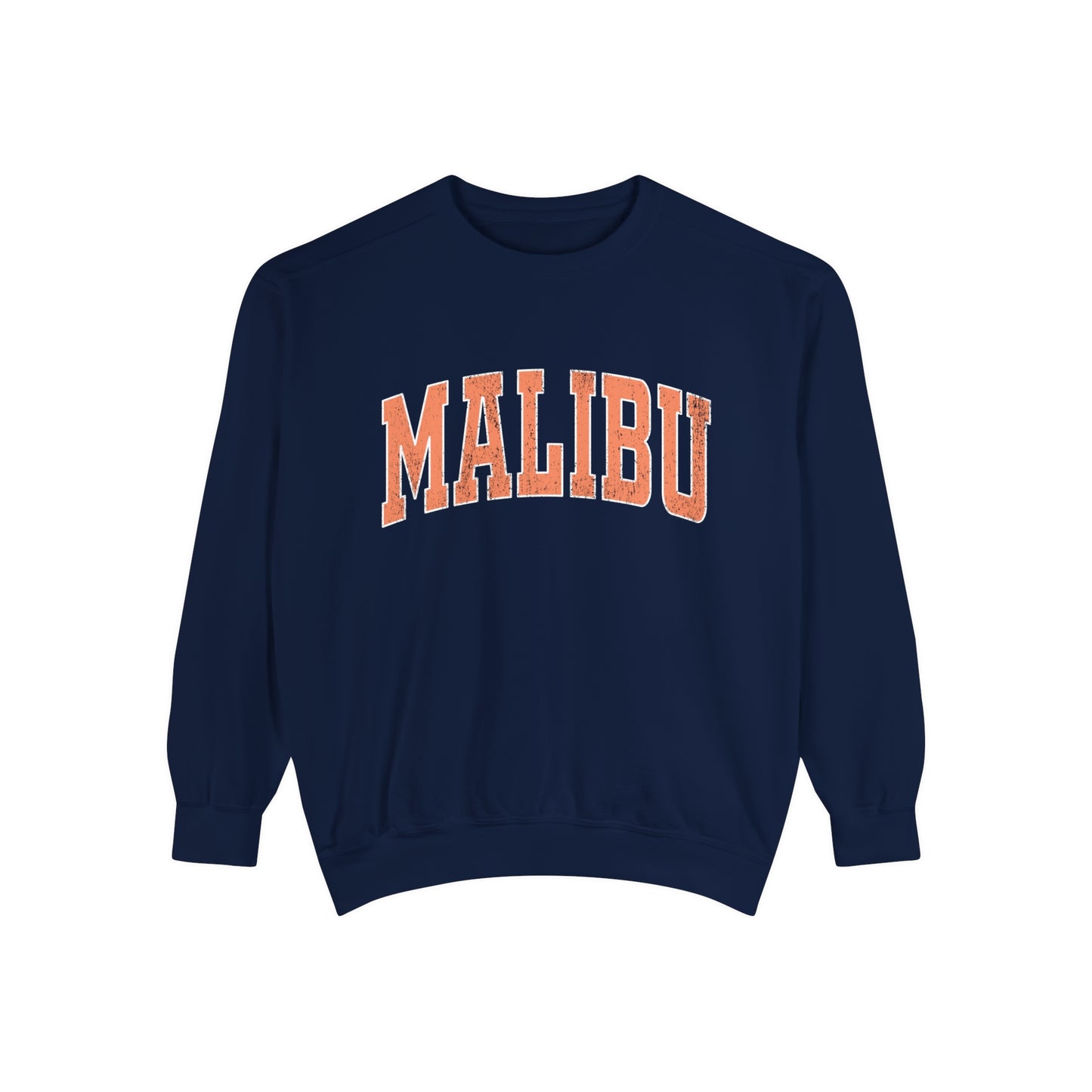 Malibu Crew Sweatshirt - Distressed Orange Logo - Comfort Colors