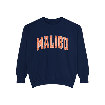 Malibu Crew Sweatshirt - Distressed Orange Logo - Comfort Colors