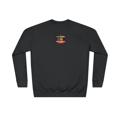 The Del Rays/US Legends Pickleball league on small back - High End Unisex Crew 60/40