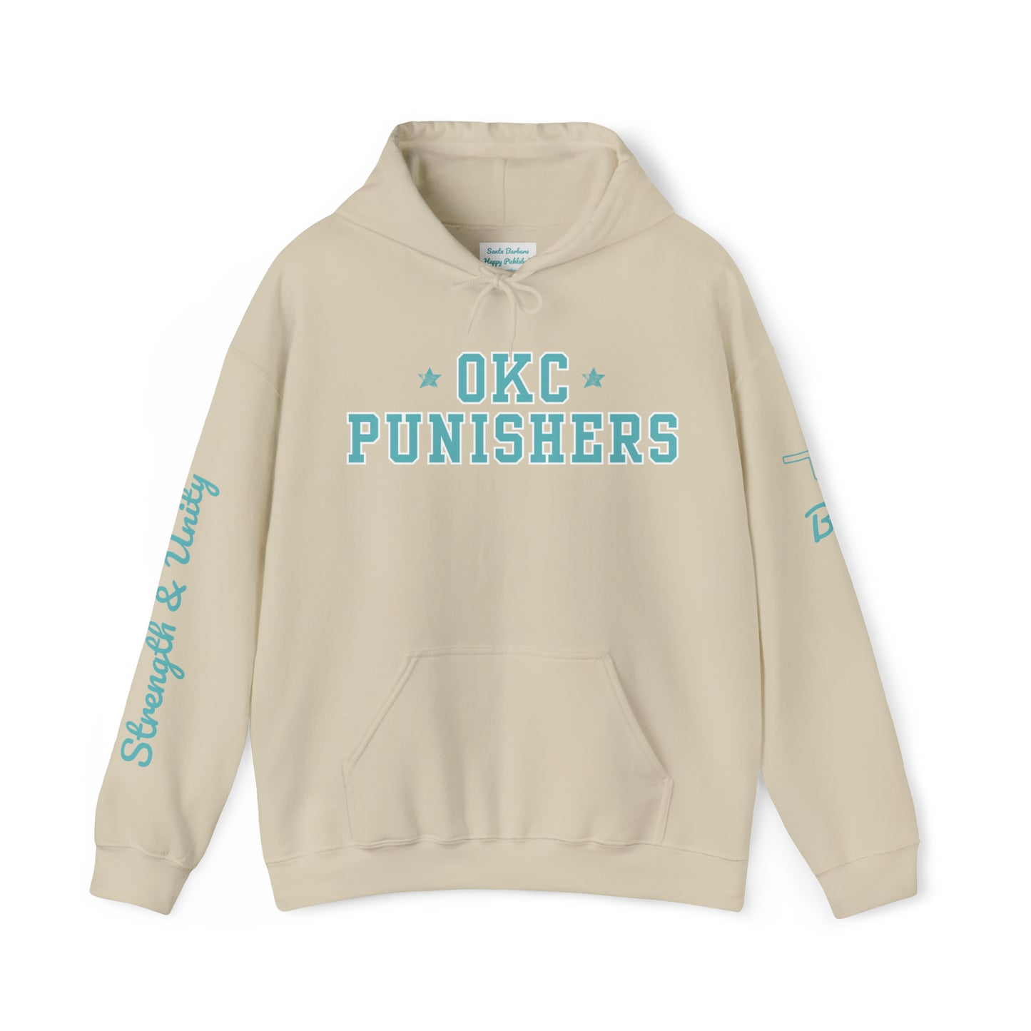 OKC Punishers Hoodie w/ Stars Turquoise Letters - add name sleeve or back