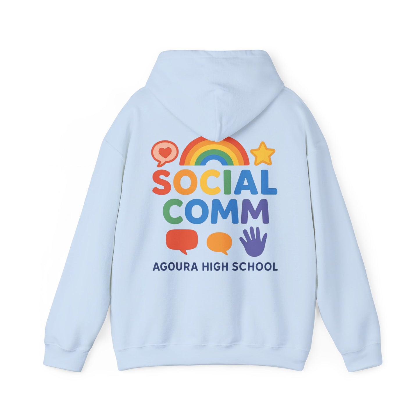 SOCIAL COMM Unisex Hoodies 50/50 blend Gilden 2 sided print