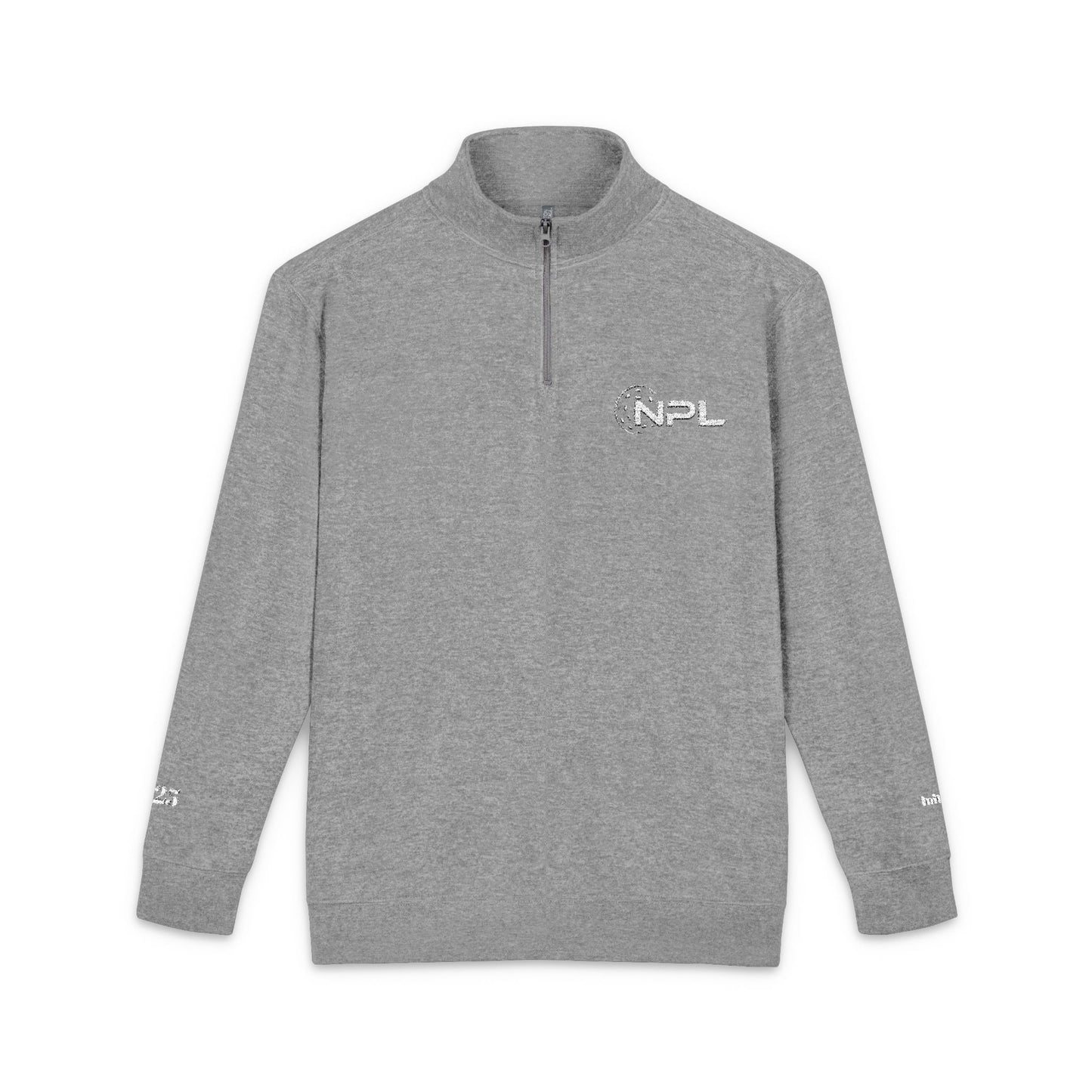 NPL National Pickleball League  or your logo -- embroidered 4 sides  1/4 zip sweatshirt, Unisex Fleece- personalize cuffs