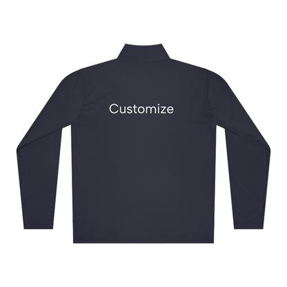 Customize my Ladie’s Moisture Wicking SPF 40 - 1/4 Zip Unisex. Add name to back