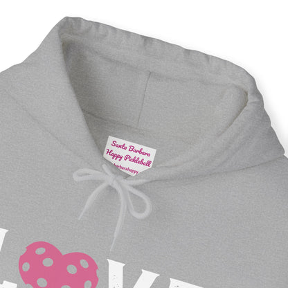 Del Webb  Pickleball LOVE Hoodie - 3 pickleball hearts sleeve - can customize sleeves & back - add in notes