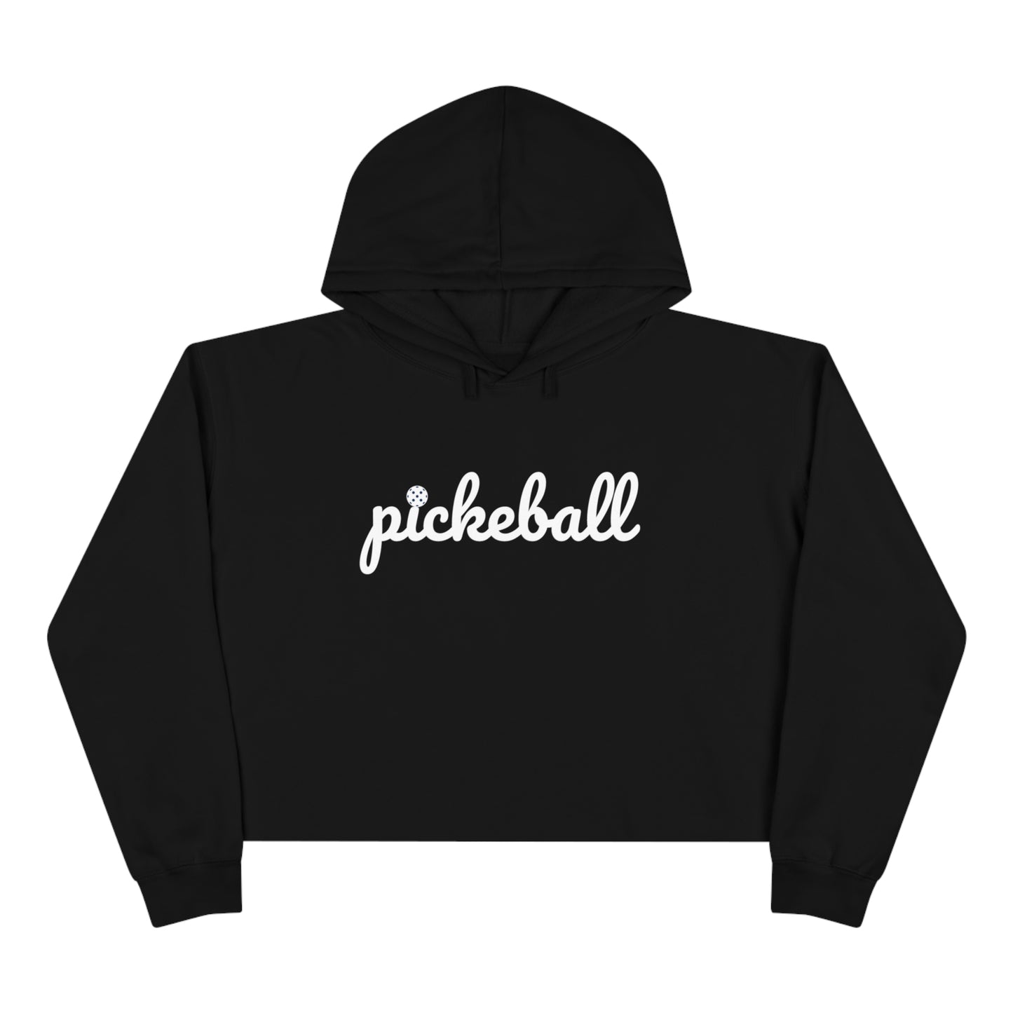 Pickleball script with ball as the i - Crop Hoodie