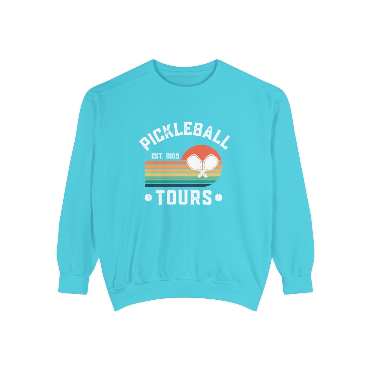 Pickleball Tours Crew - Unisex Garment-Dyed Sweatshirt