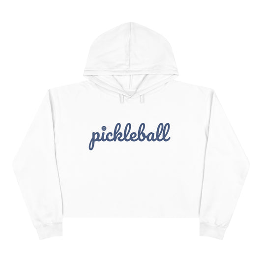 Pickleball script with ball as the i - Crop Hoodie