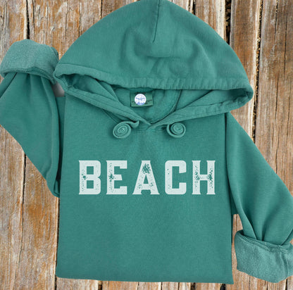 BEACH Distressed Hoodie Crew - Comfort Colors