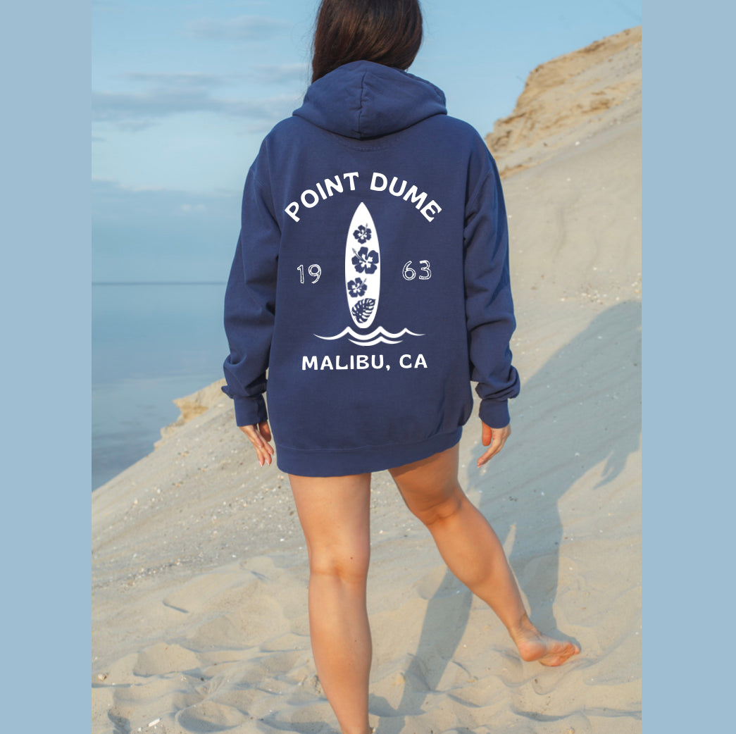 POINT DUME  - Malibu Hoodie  (Hibiscus version) Comfort Colors.