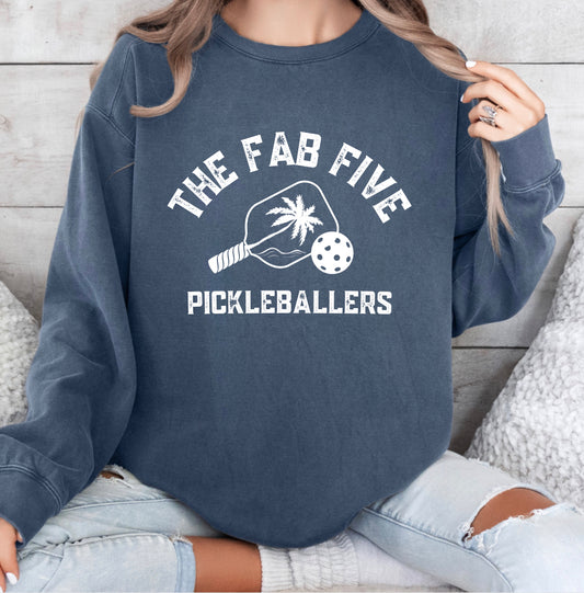 Fab 5 Pickleballers Crew Comfort Colors - Denim