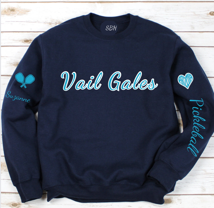 Vail Gales Pickleball Script Crew Sweatshirt - Customized