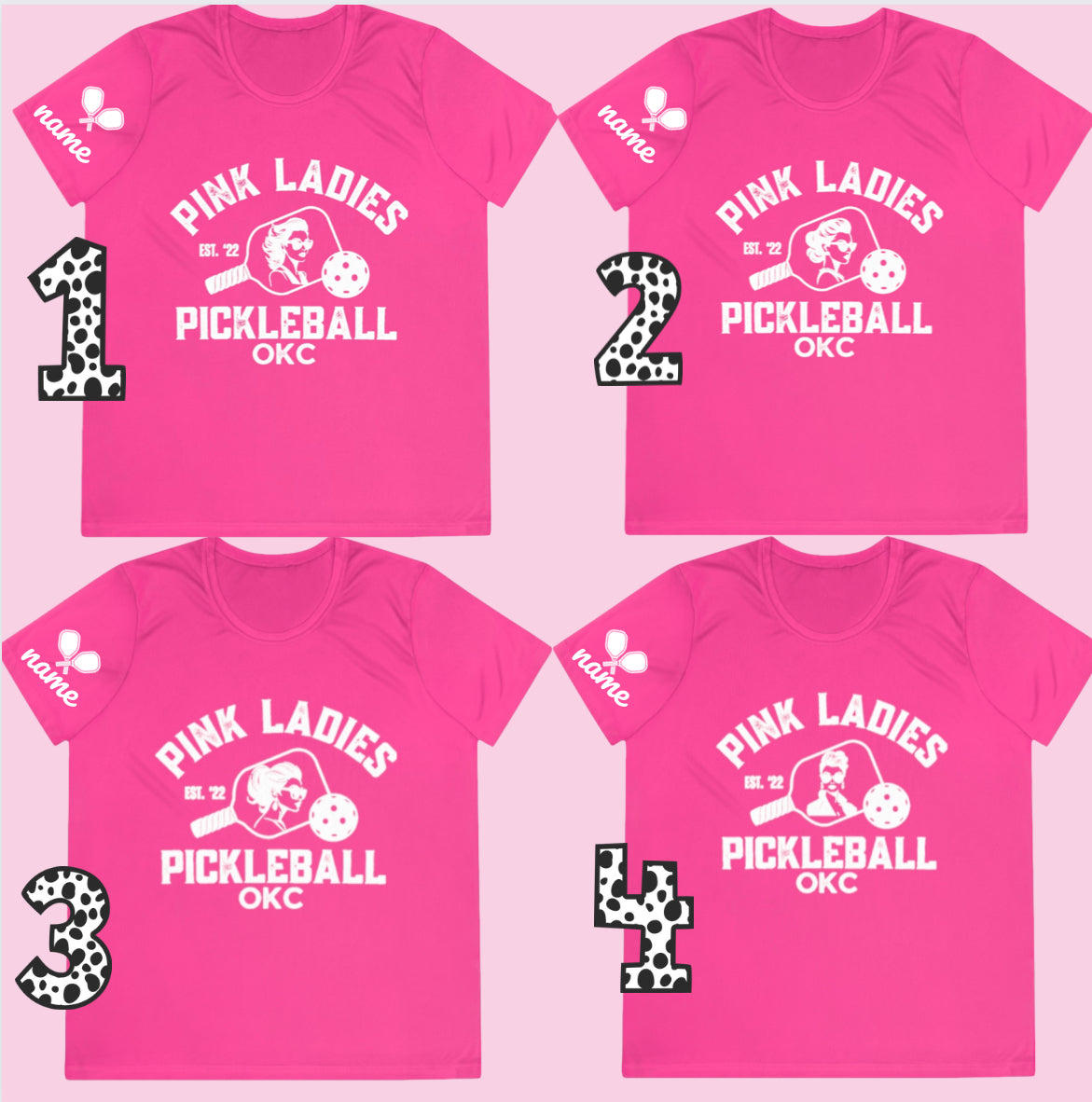 *NEW Version 3 -Pink Ladies Pickleball - Moisture Wicking SPF 40 Ladies Tee - add name back