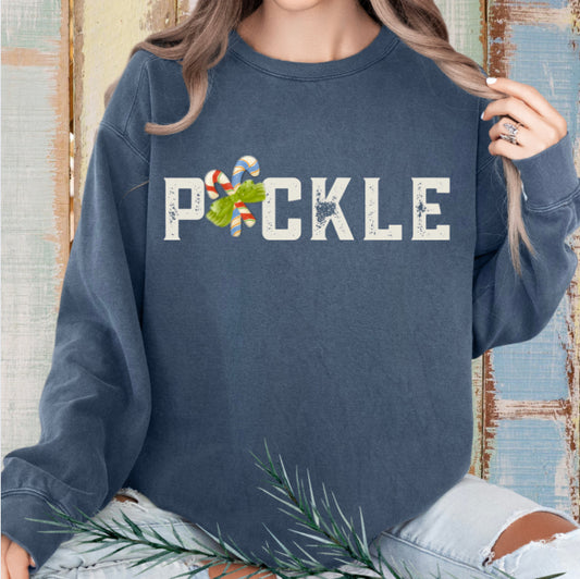 PICKLE Candy Cane MEDIUM weight Garment Dyed, Unisex Crew-Can customize back