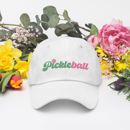 Pickleball Simple Version Embroidered Cotton Twill Baseball Hat