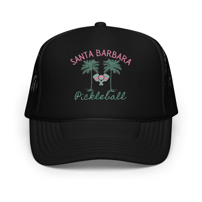 Santa Barbara Pickleball Embroidered Palm Trees Foam trucker hat