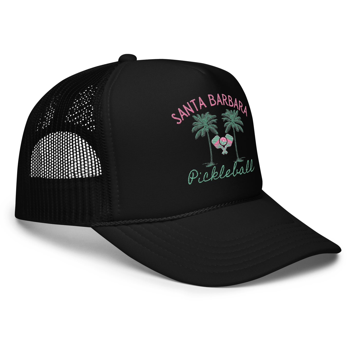 Santa Barbara Pickleball Embroidered Palm Trees Foam trucker hat