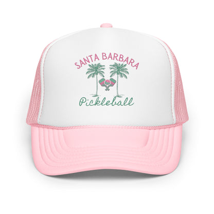 Santa Barbara Pickleball Embroidered Palm Trees Foam trucker hat