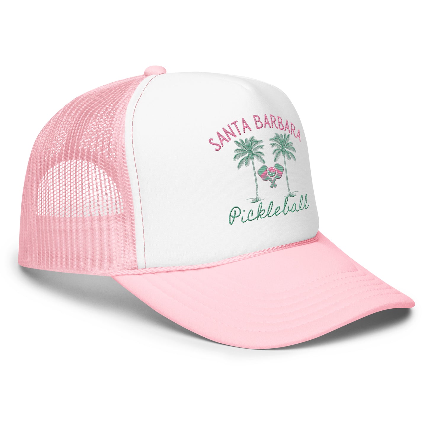 Santa Barbara Pickleball Embroidered Palm Trees Foam trucker hat