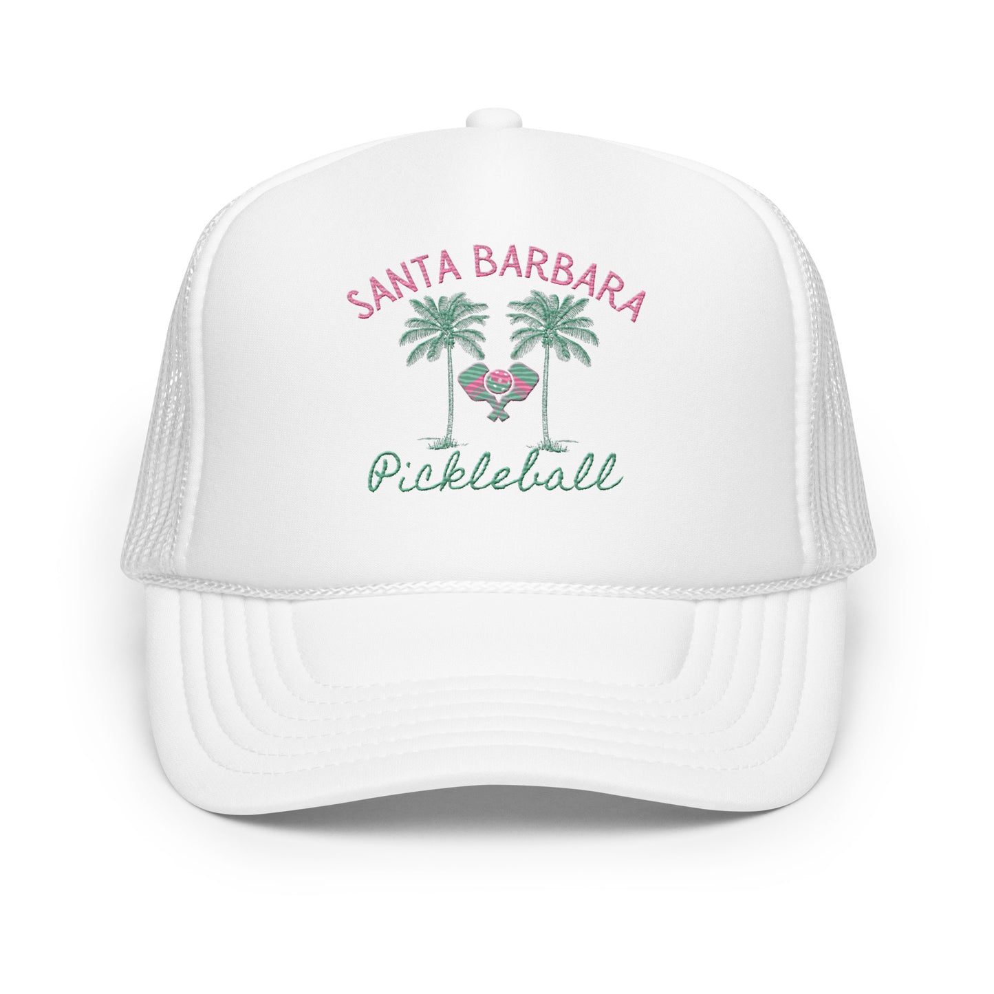 Santa Barbara Pickleball Embroidered Palm Trees Foam trucker hat