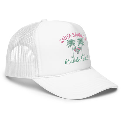 Santa Barbara Pickleball Embroidered Palm Trees Foam trucker hat