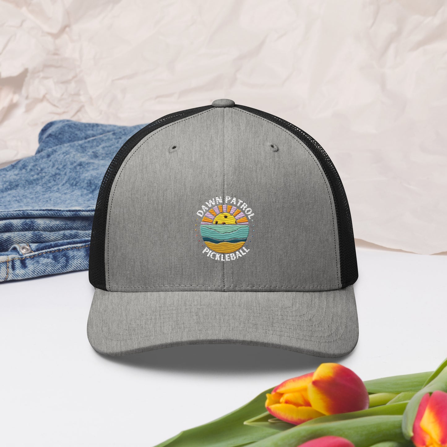 Dawn Patrol Embroidered Trucker Hat - mesh snap back