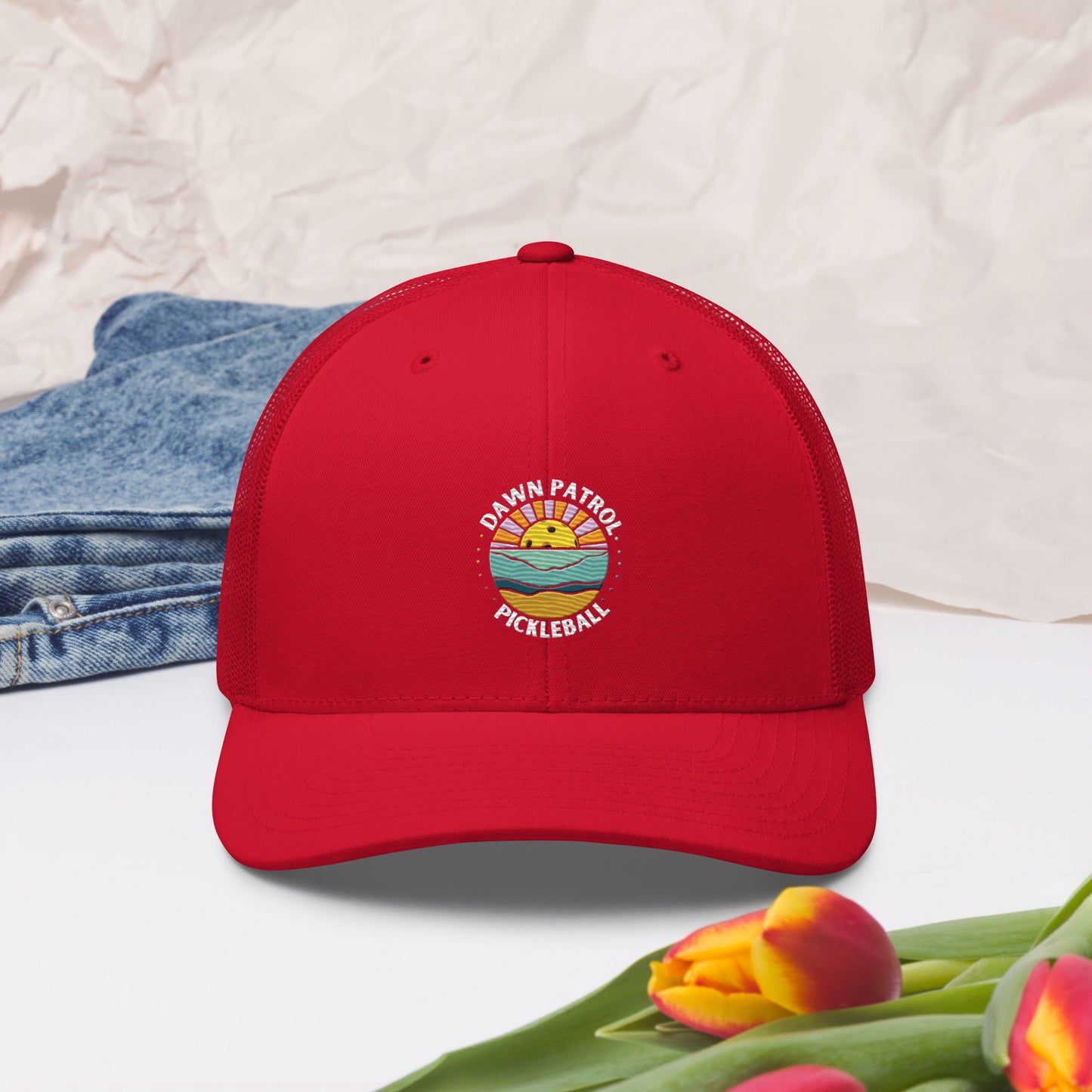 Dawn Patrol Embroidered Trucker Hat - mesh snap back