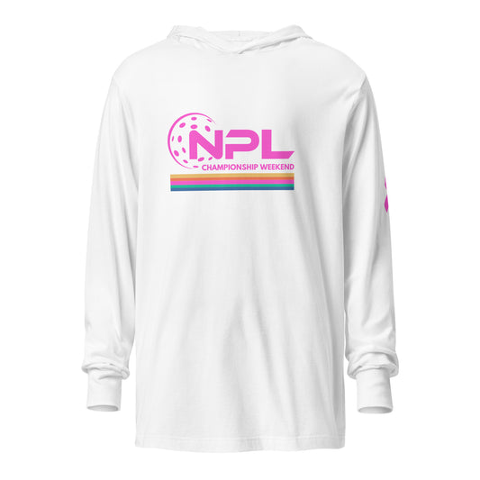 NPL Retro National Championship Weekend - Unisex Hooded long-sleeve T- customize back