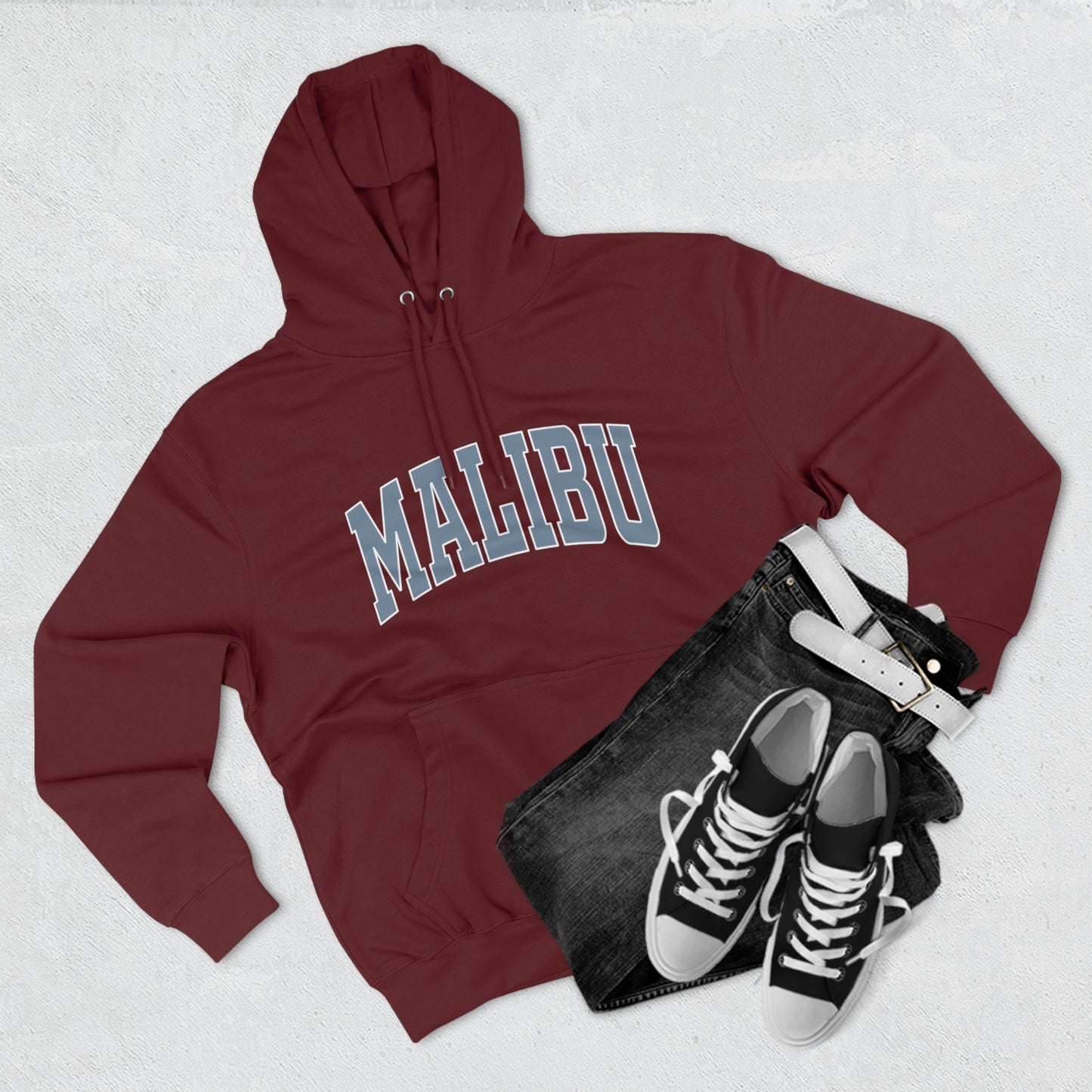 Malibu Hoodie - blue logo - PLUSH version - not distressed