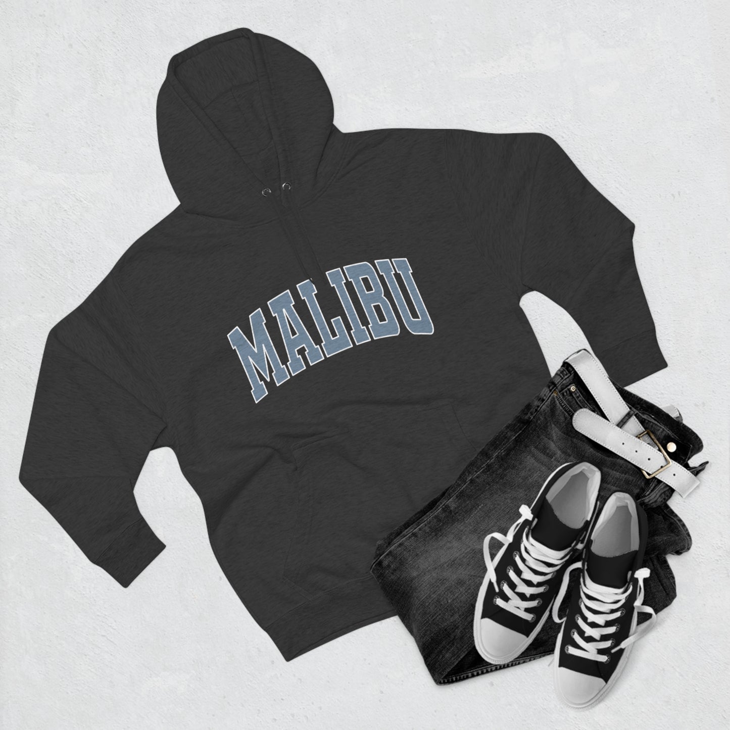 Malibu Hoodie - blue logo - PLUSH version - not distressed