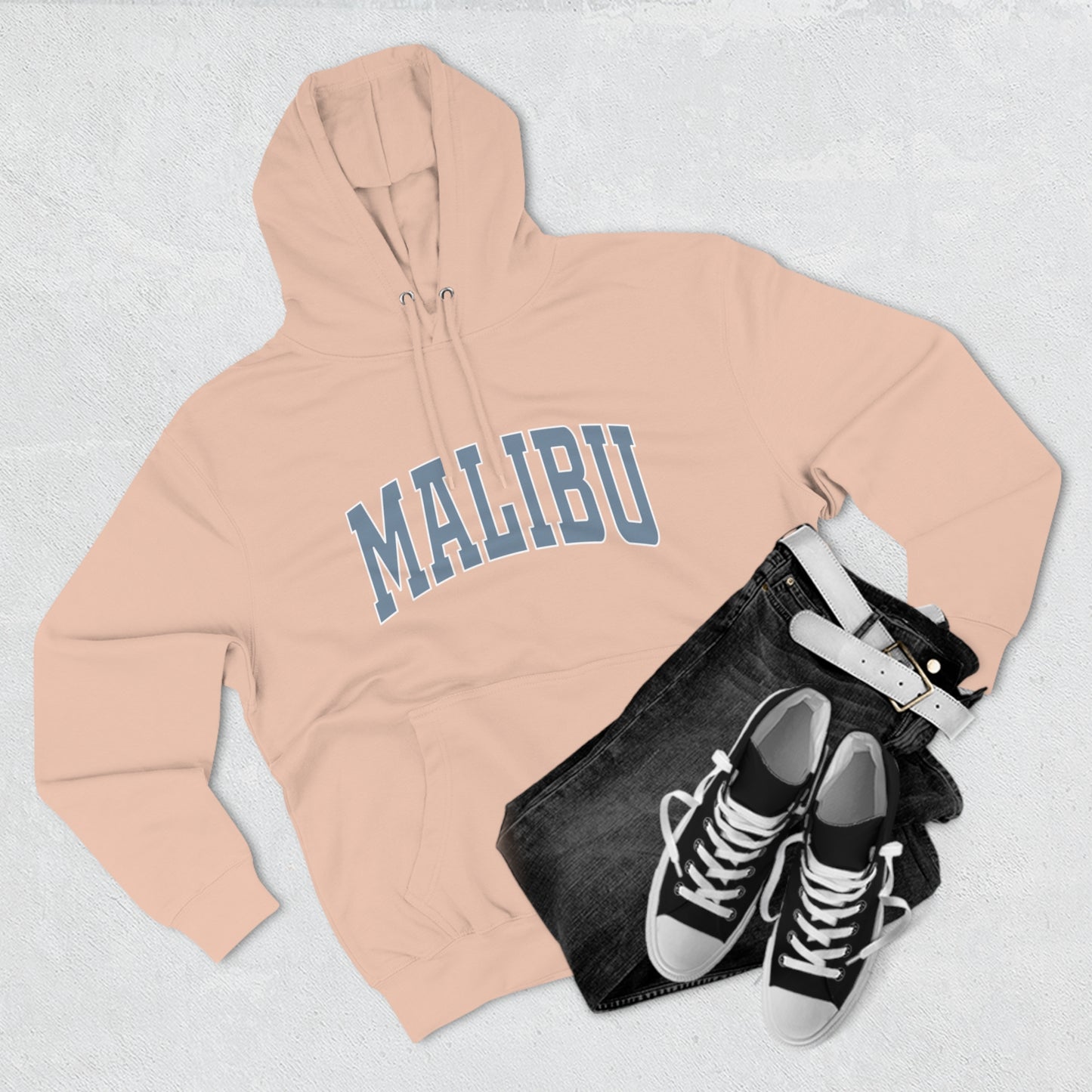 Malibu Hoodie - blue logo - PLUSH version - not distressed