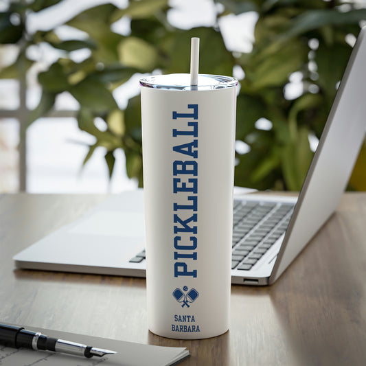 Santa Barbara Pickleball Steel Tumbler with Straw, 20oz